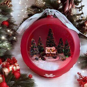2007 Mr. Christmas Large Animated/Music/Lights Red Christmas Ornament w Box Vtg